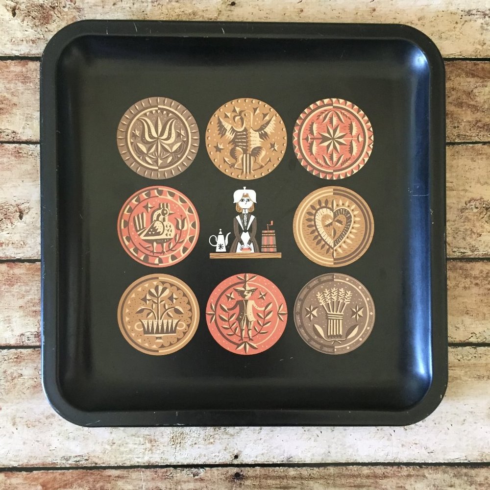 Vintage Merck Sharp and Dohme Folk Art Tray